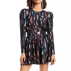 LINI Womens Gemma Metallic Ruffled Cocktail Dress Size Medium